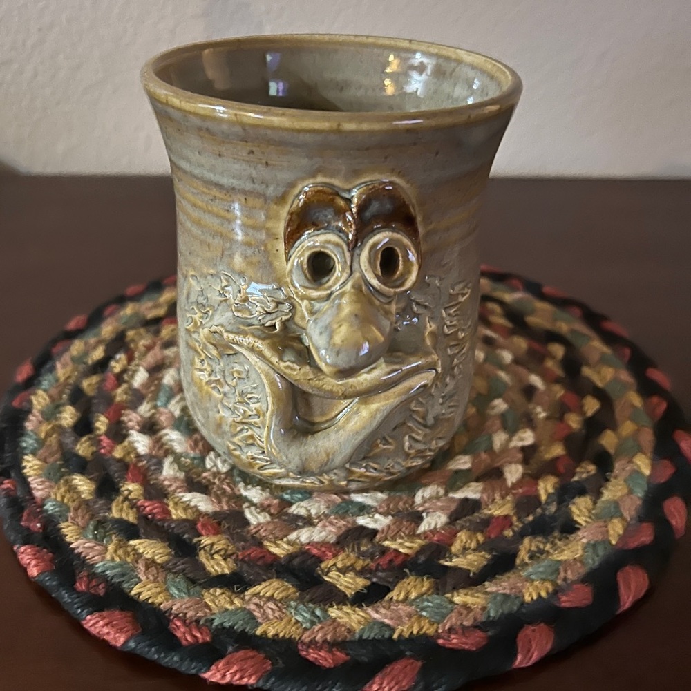 Funny Face Unmarked Pottery Mug Boho FUN GIFT!